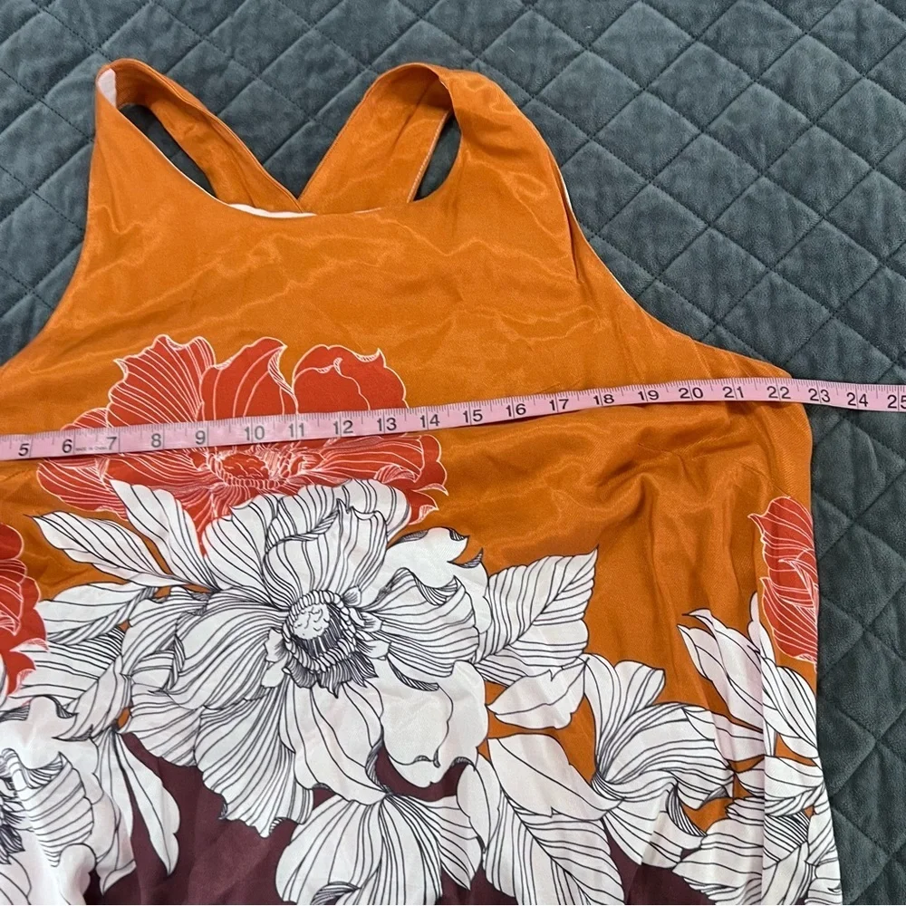 Anthropologie Maeve Maxi Dress Women’s XL Floral Twist Back Orange Slit Sides Q - Picture 11 of 11